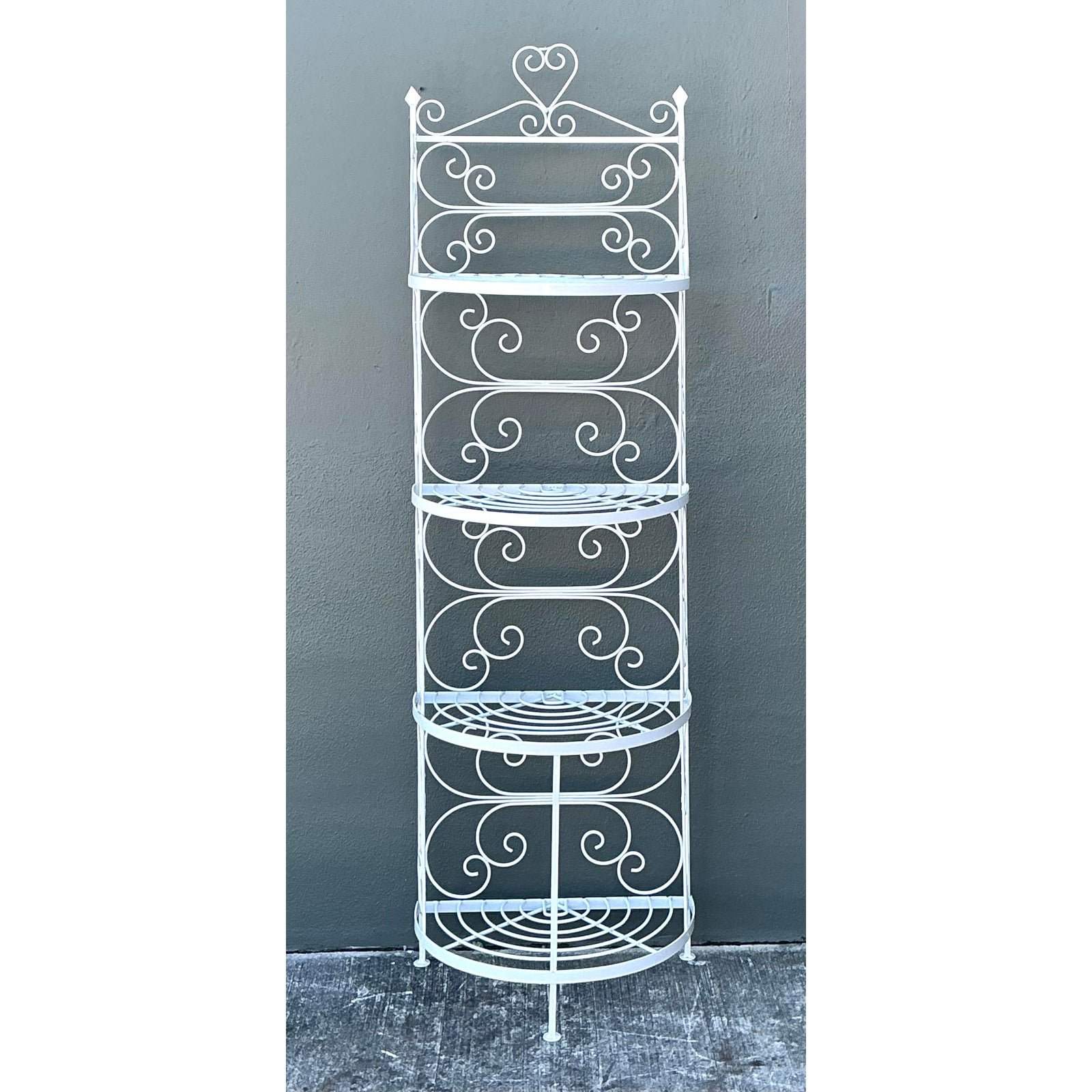 Vintage Wrought Iron Scroll Etagere - Detail view
