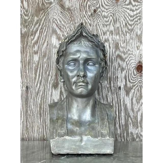 Vintage Boho Plaster Bust of Man - Synthetic, 9.75W x 18H - Interior view