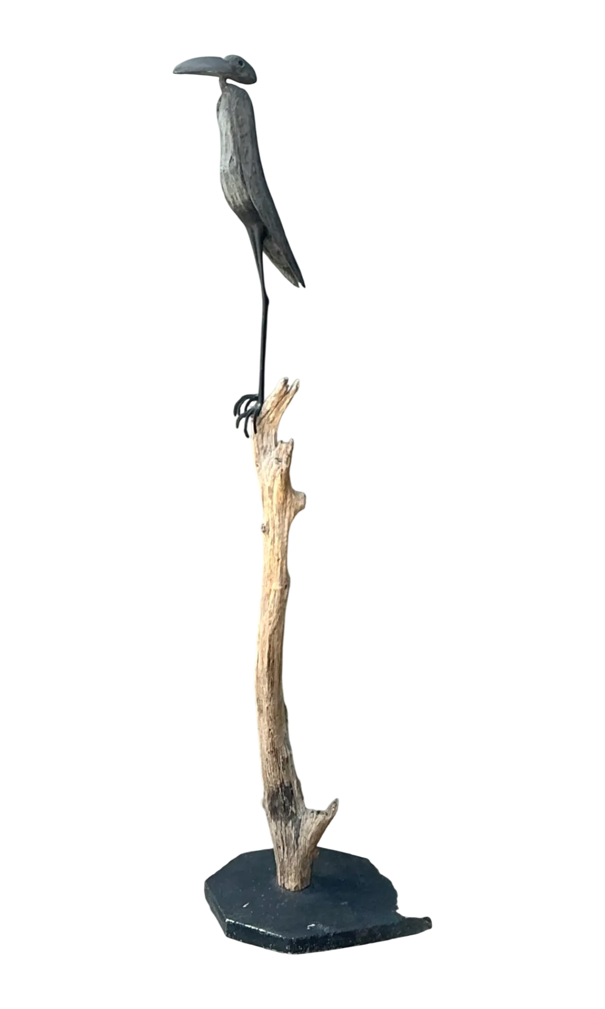 Vintage Monumental Metal and Wood Bird Sculpture - Detail view