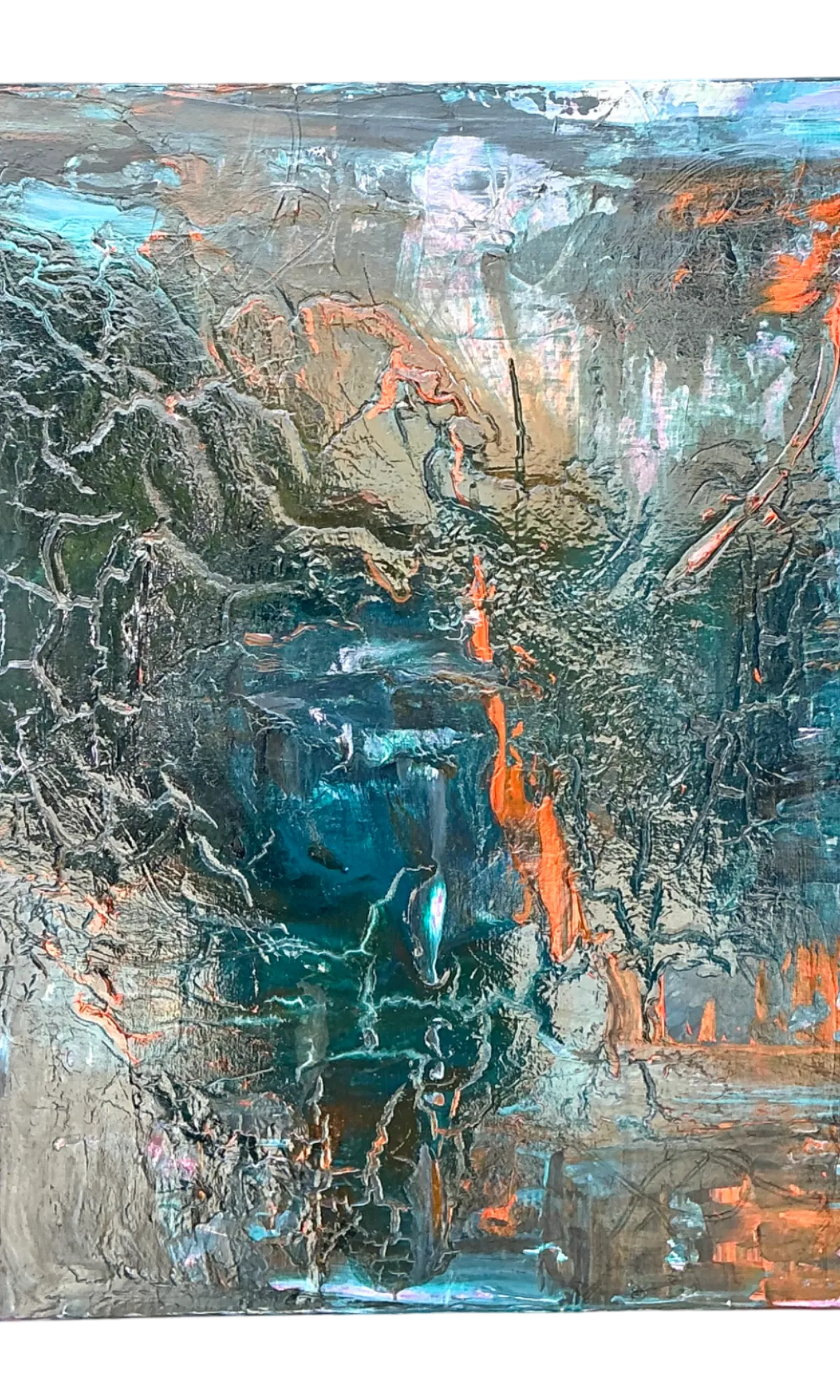 Vintage Abstract Expressionist Painting on Canvas - Detail view