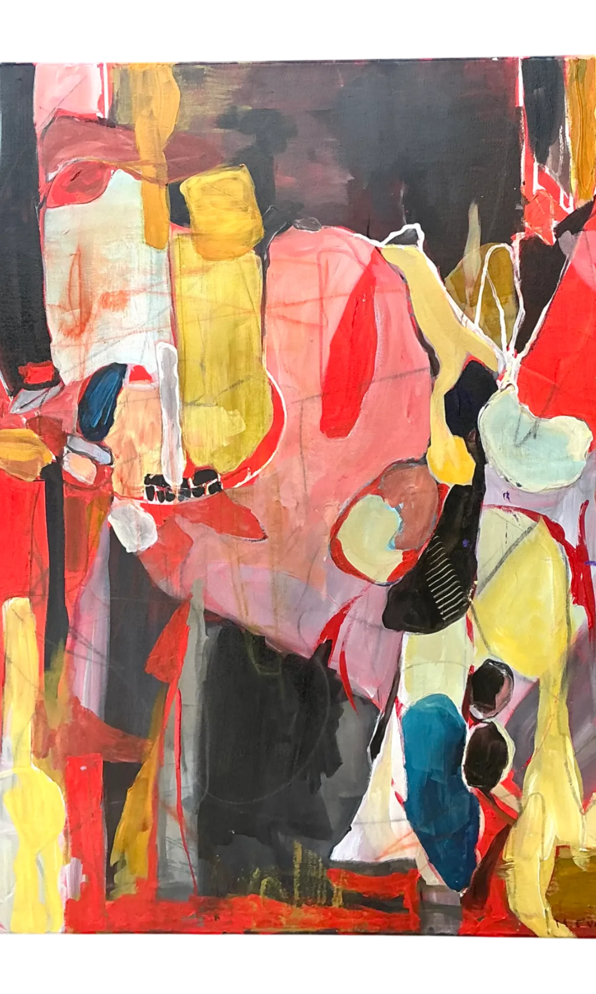 Vintage Abstract Expressionist Oil Painting on Canvas - Detail view