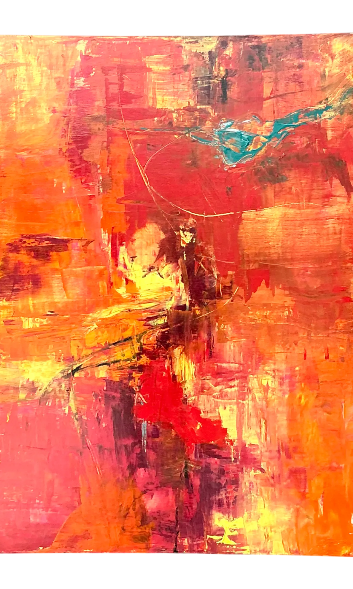 Vintage Abstract Expressionist Oil Painting on Canvas - Detail view
