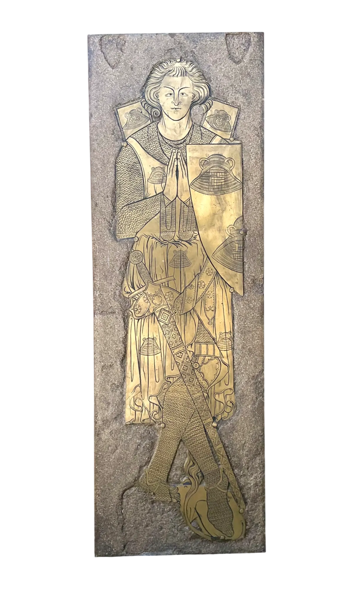 Vintage Monumental Knight Brass Rubbing - Detail view