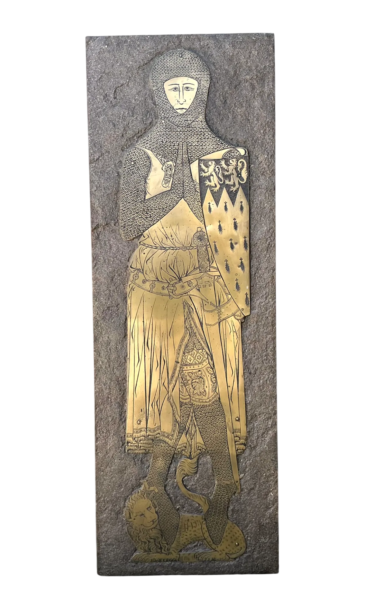 Vintage Monumental Knight Brass Rubbing - Detail view