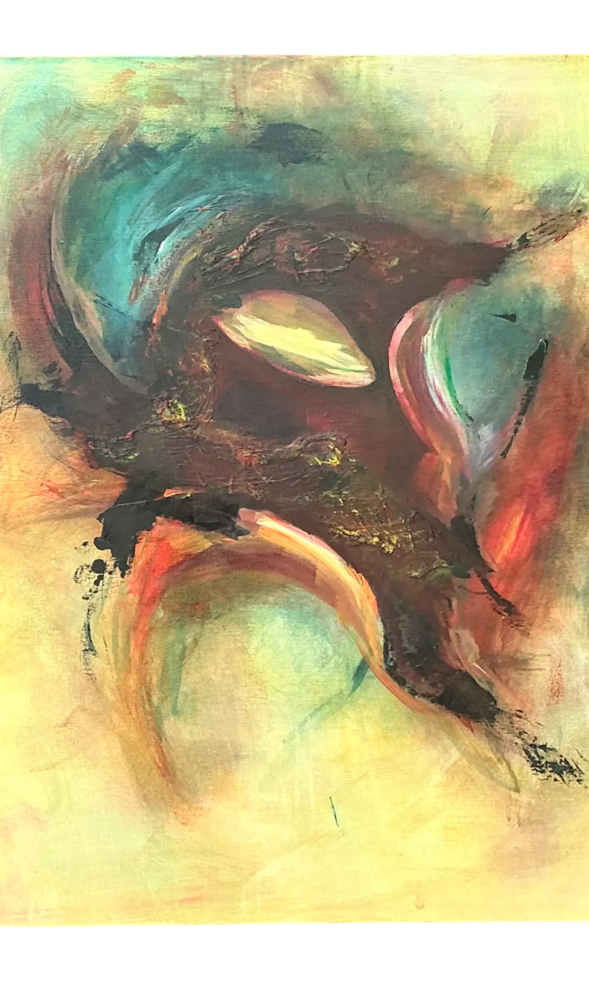 Vintage Abstract Expressionist Oil Painting on Canvas - Detail view
