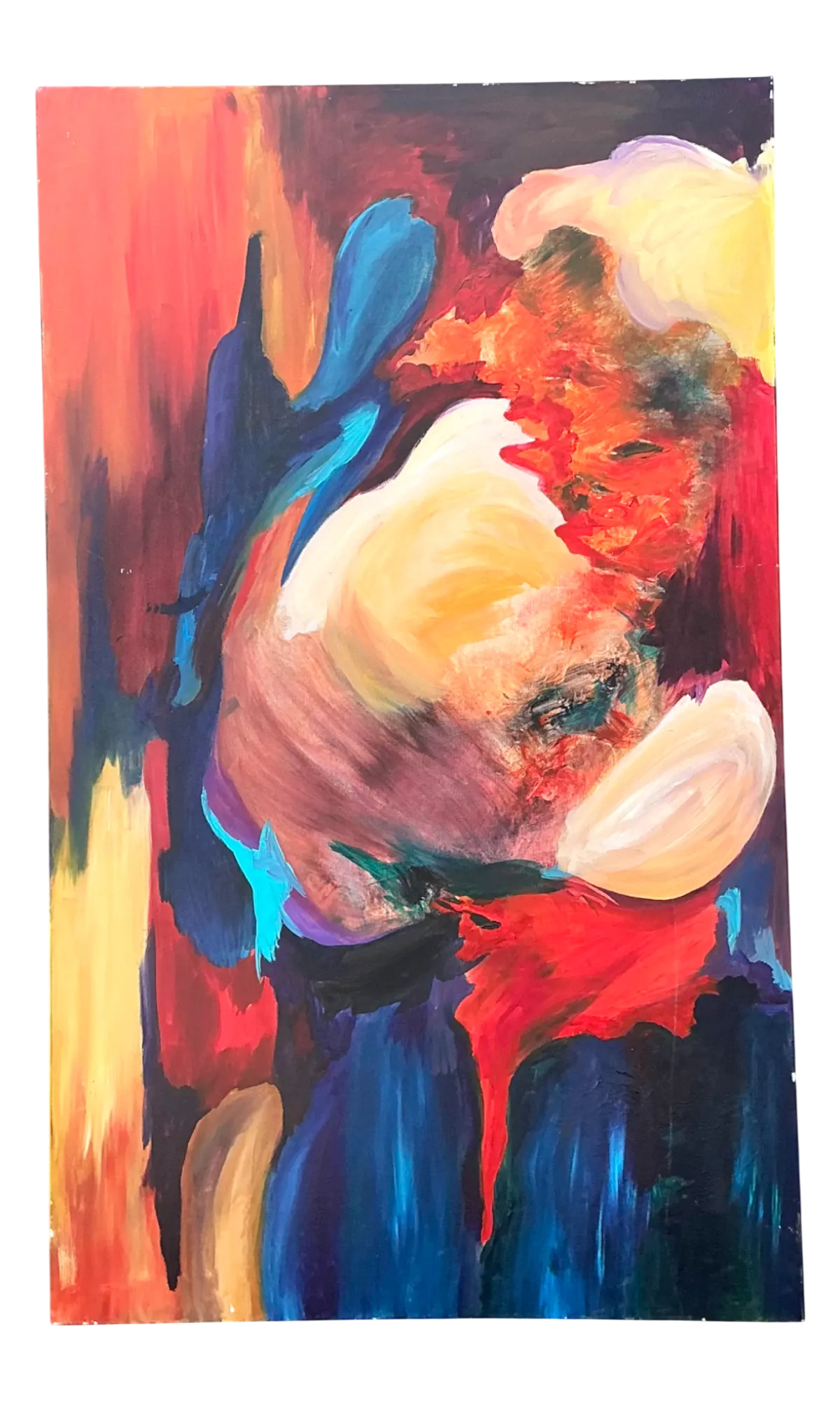 Vintage Abstract Expressionist Oil Painting on Canvas - Detail view