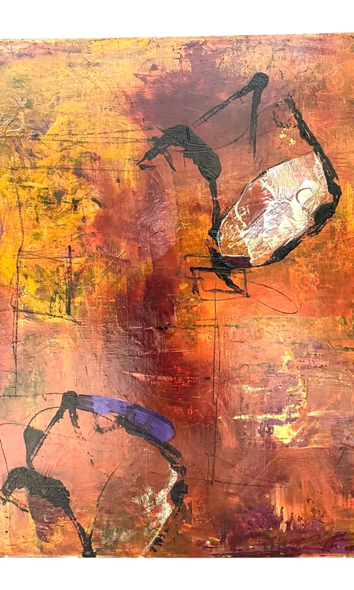 Vintage Abstract Expressionist Oil Painting on Canvas - Detail view