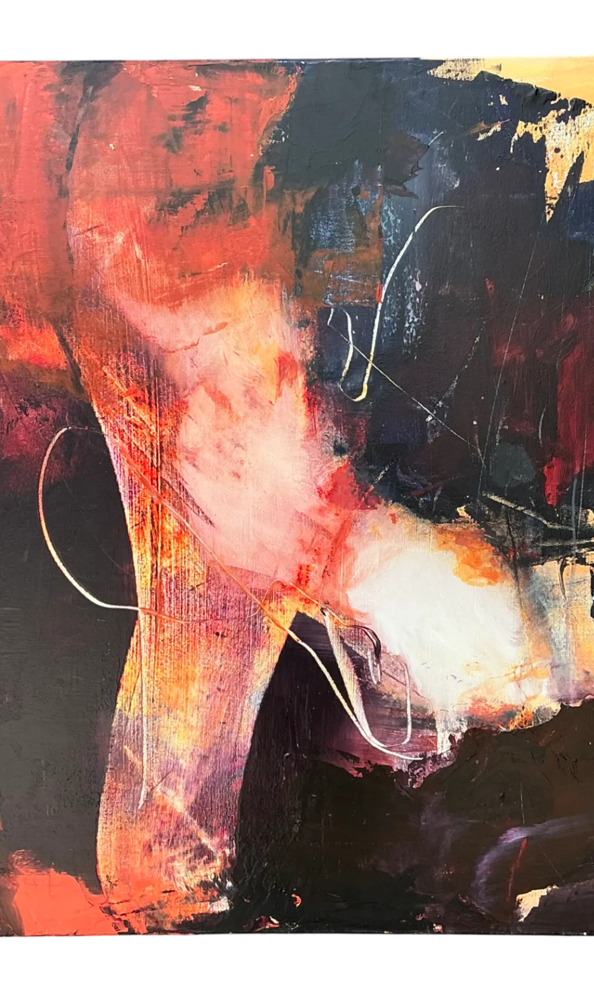 Vintage Abstract Expressionist Oil Painting on Canvas - Detail view