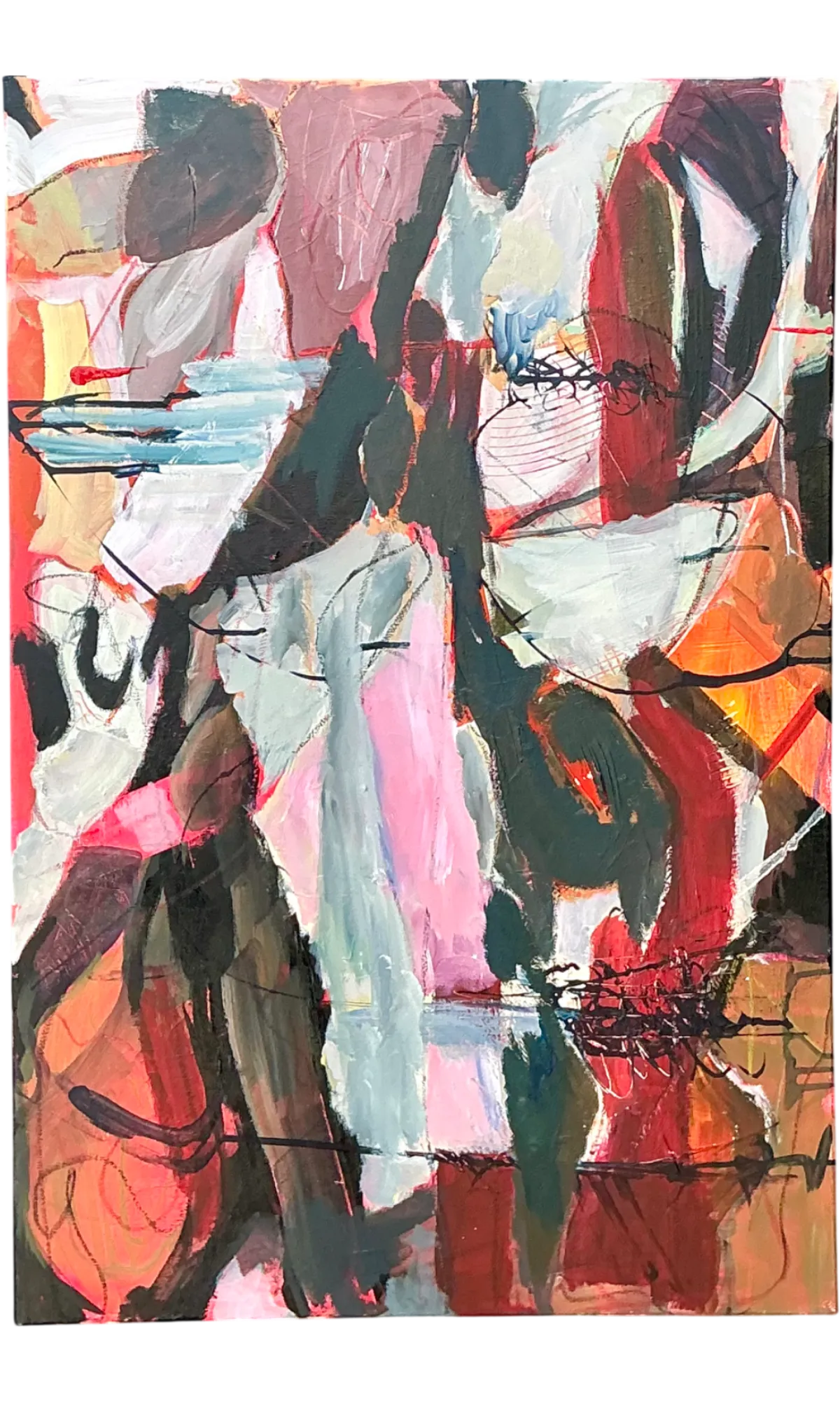 Vintage Abstract Expressionist Oil Painting on Canvas - Detail view