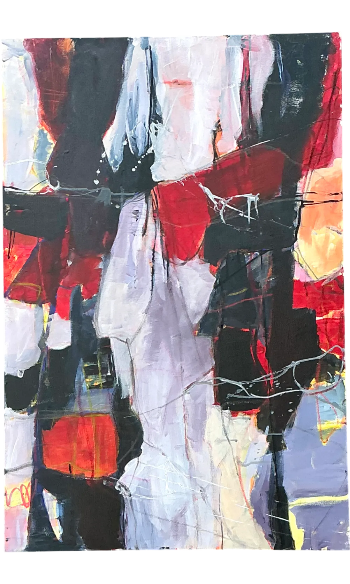Vintage Abstract Expressionist Oil Painting on Canvas - Detail view