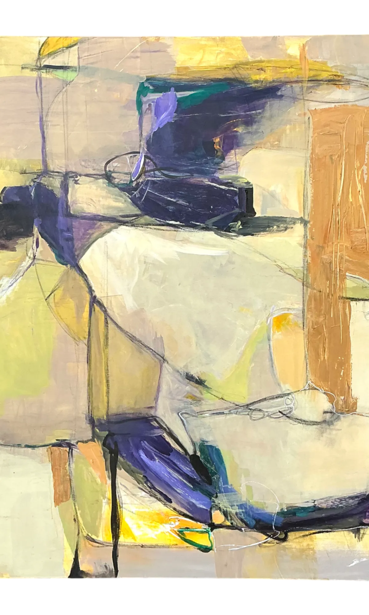 Vintage Abstract Expressionist Oil Painting on Canvas - Detail view