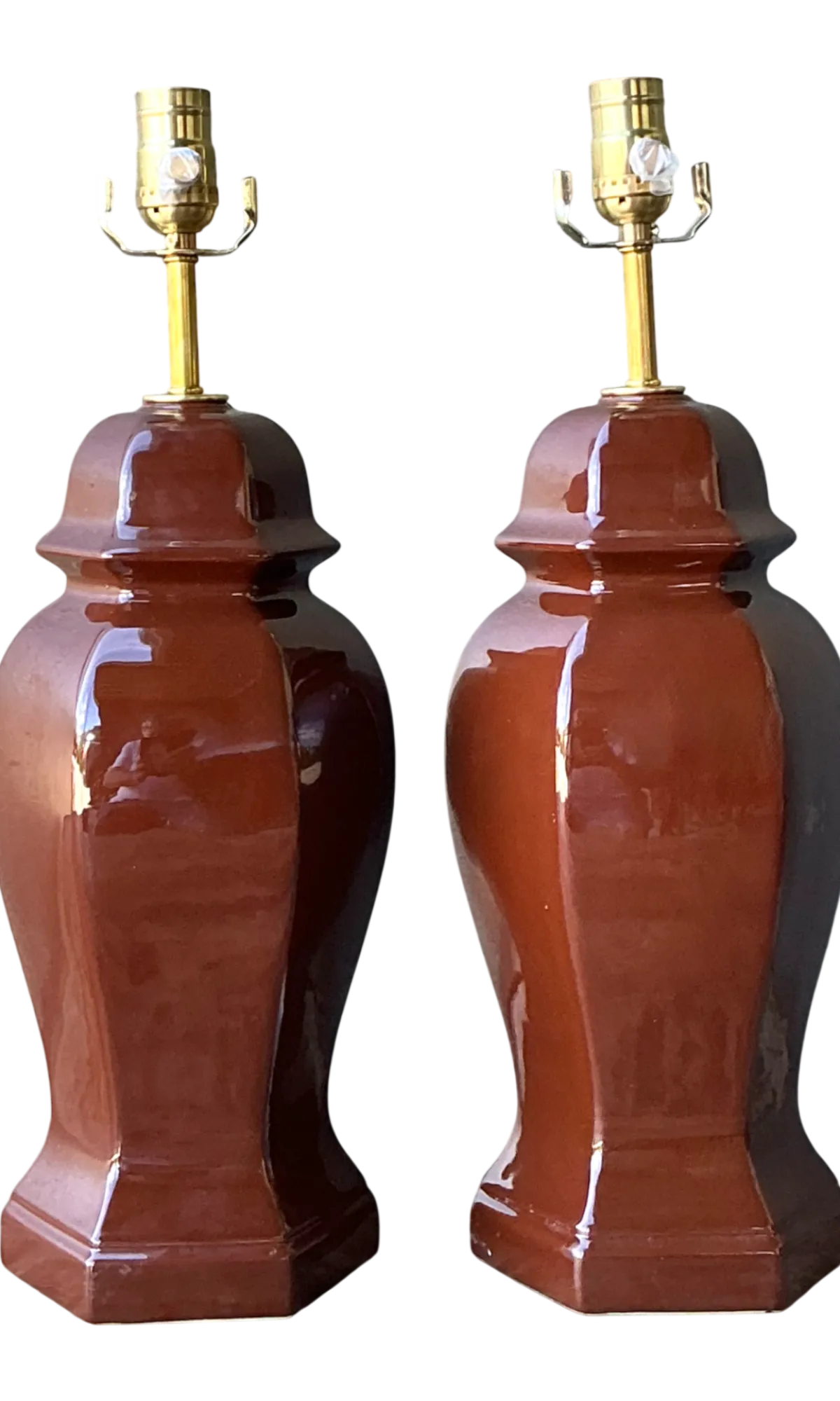 Vintage Ceramic Ginger Jar Table Lamps - A Pair - Detail view