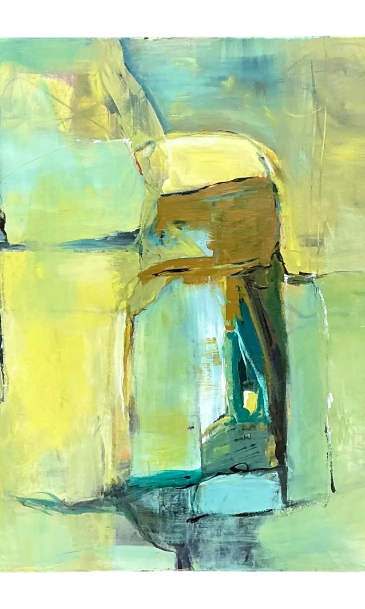 Vintage Abstract Expressionist Oil Painting on Canvas - Detail view