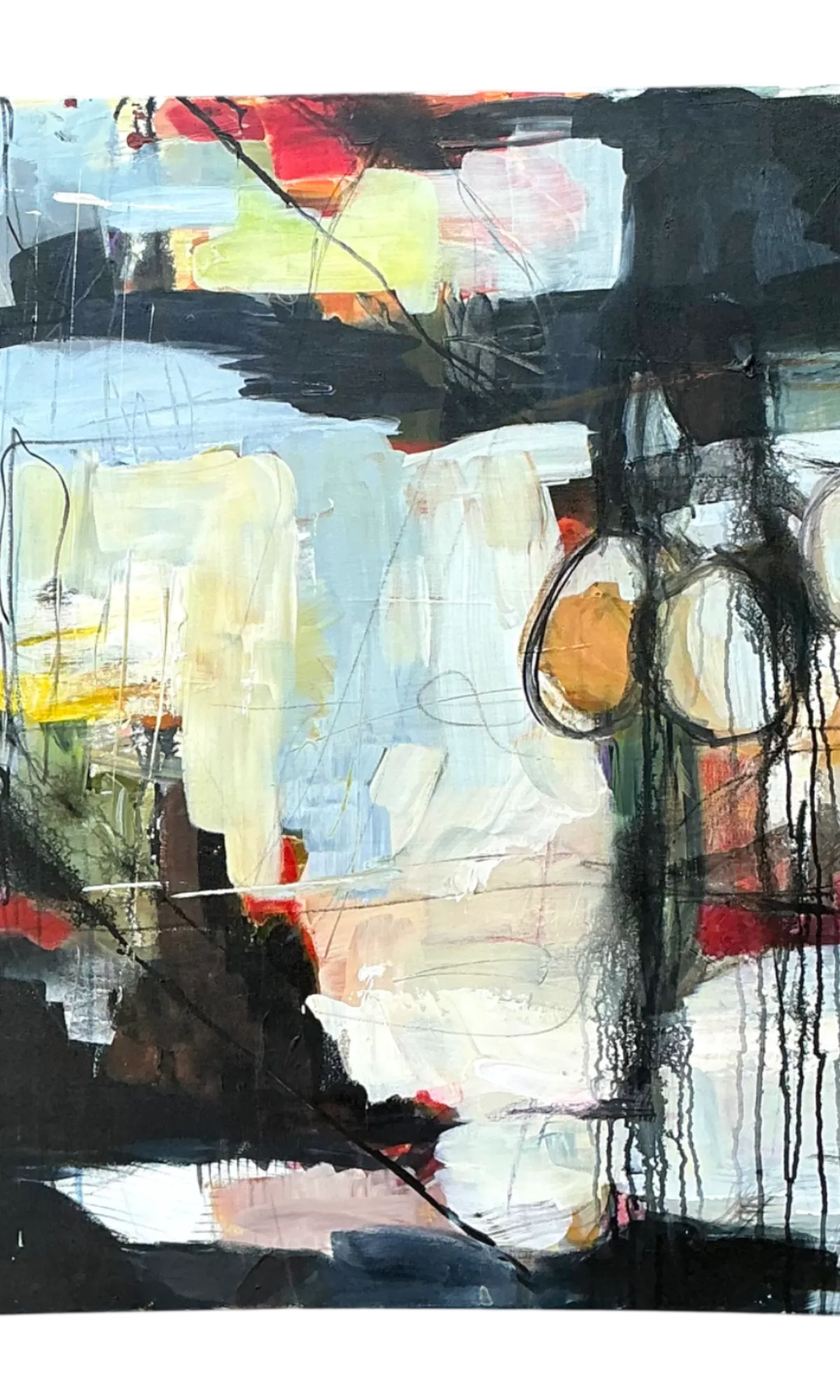 Vintage Abstract Expressionist Oil Painting on Canvas - Detail view