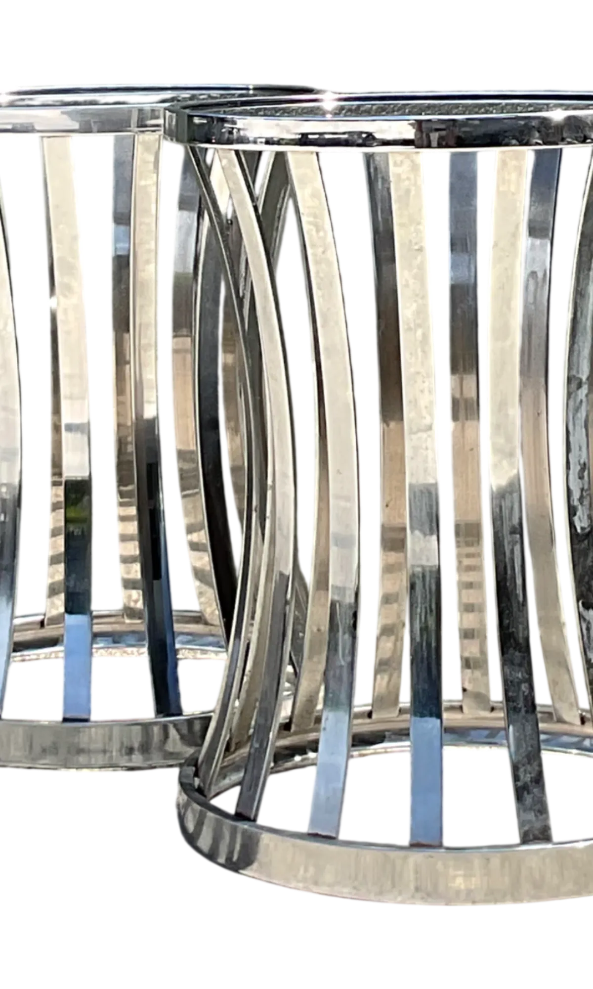 Vintage Metal and Glass Side Tables - A Pair - Detail view