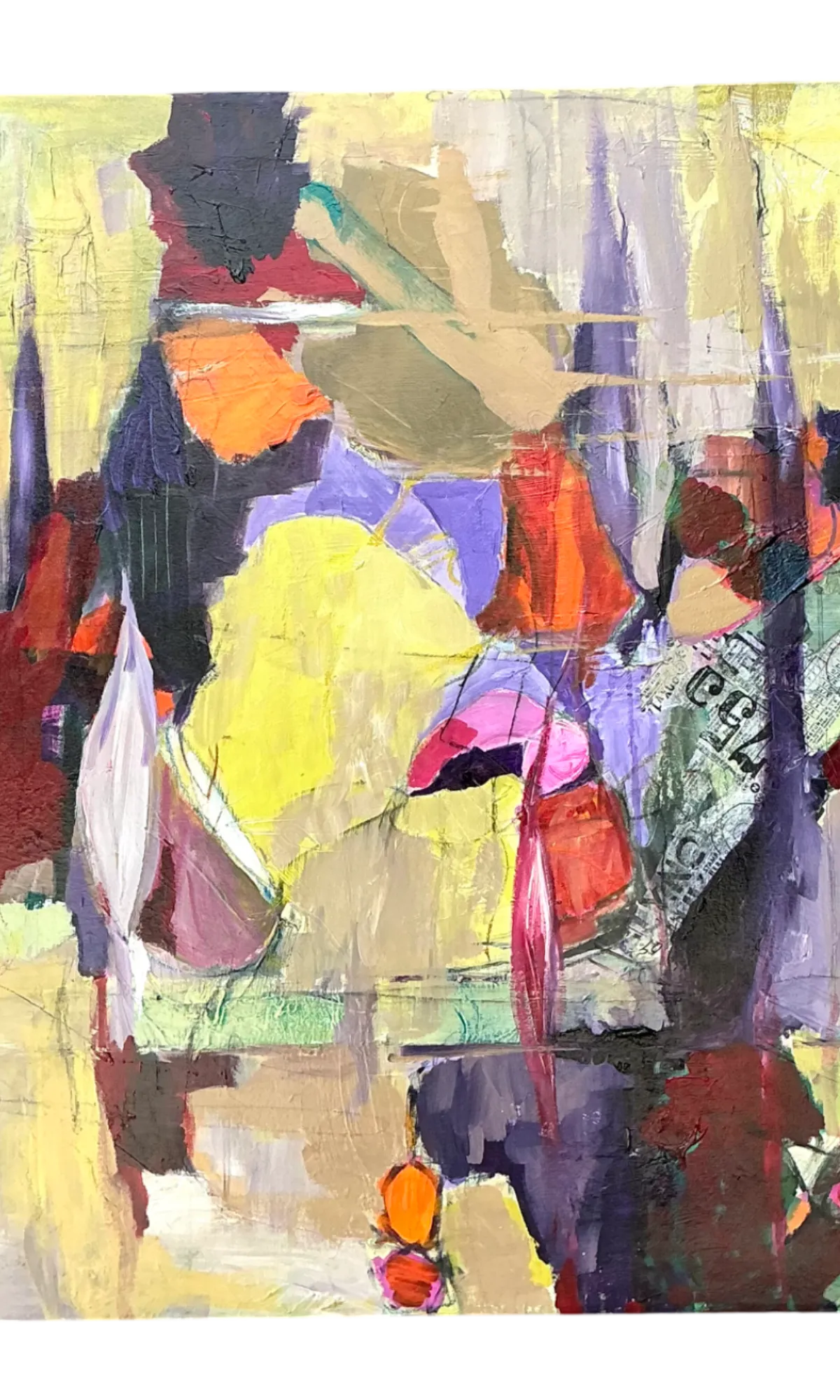 Vintage Abstract Expressionist Oil Painting on Canvas - Detail view