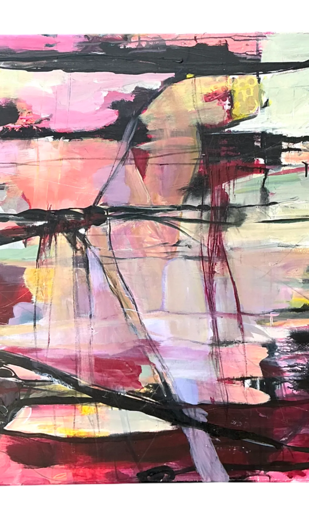Vintage Abstract Expressionist Oil Painting on Canvas - Detail view