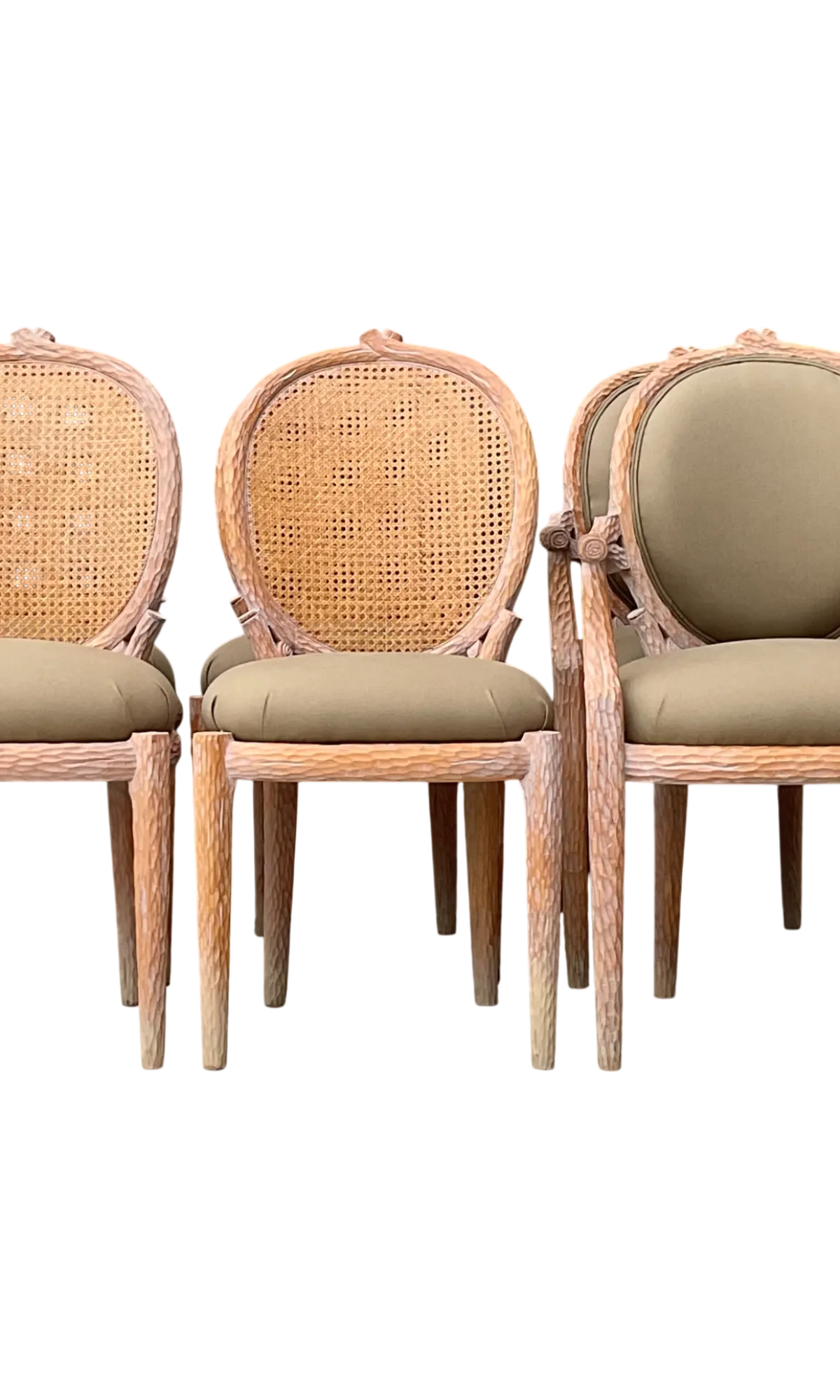Vintage Carved Faux Bois Dining Chairs - Set Of 6; - Detail view