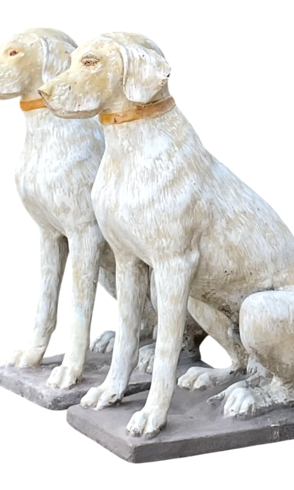 Vintage Cement Dog Sculptures - A Pair - Detail view