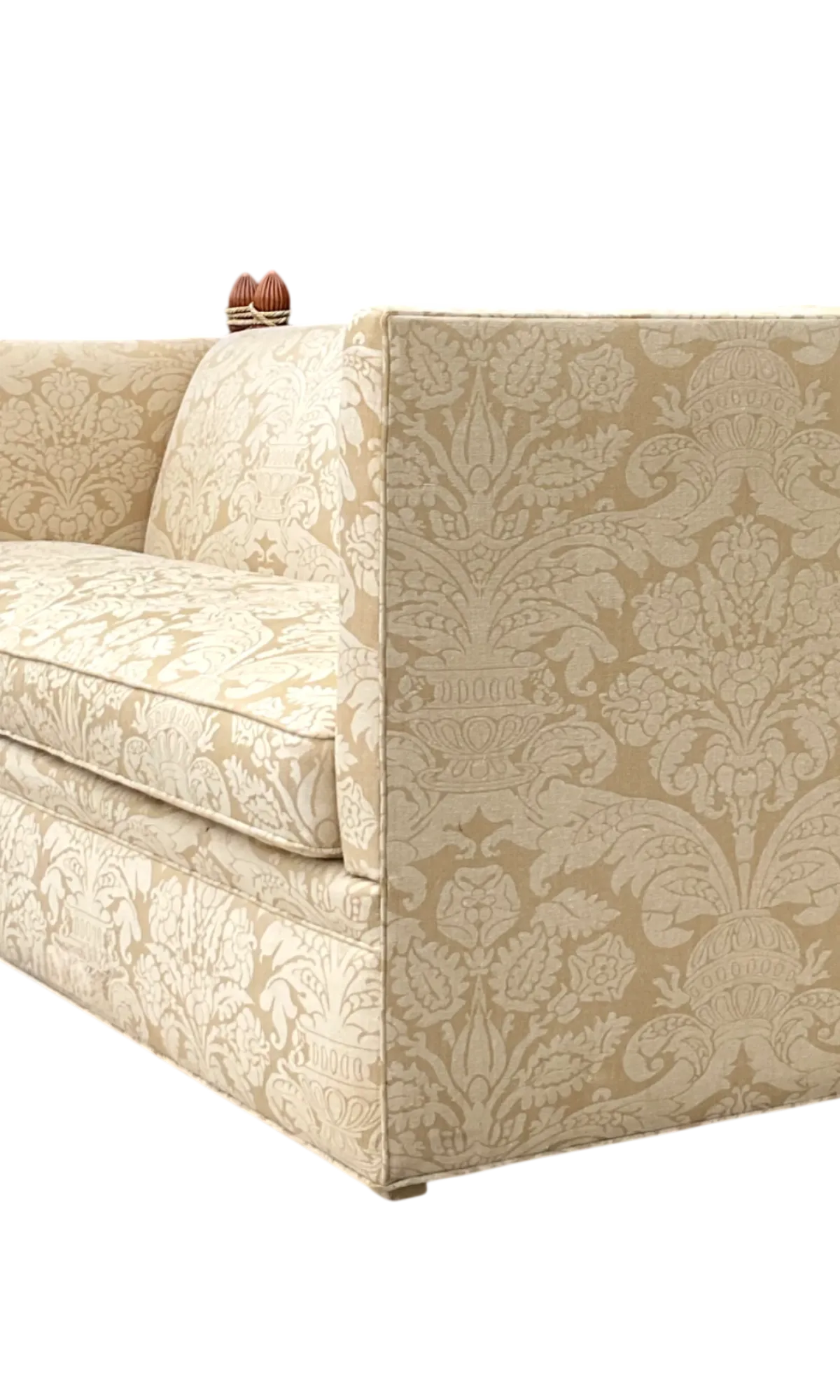 Vintage Edward Ferrell Jacquard Fleur De Lys Knole Sofa - Detail view