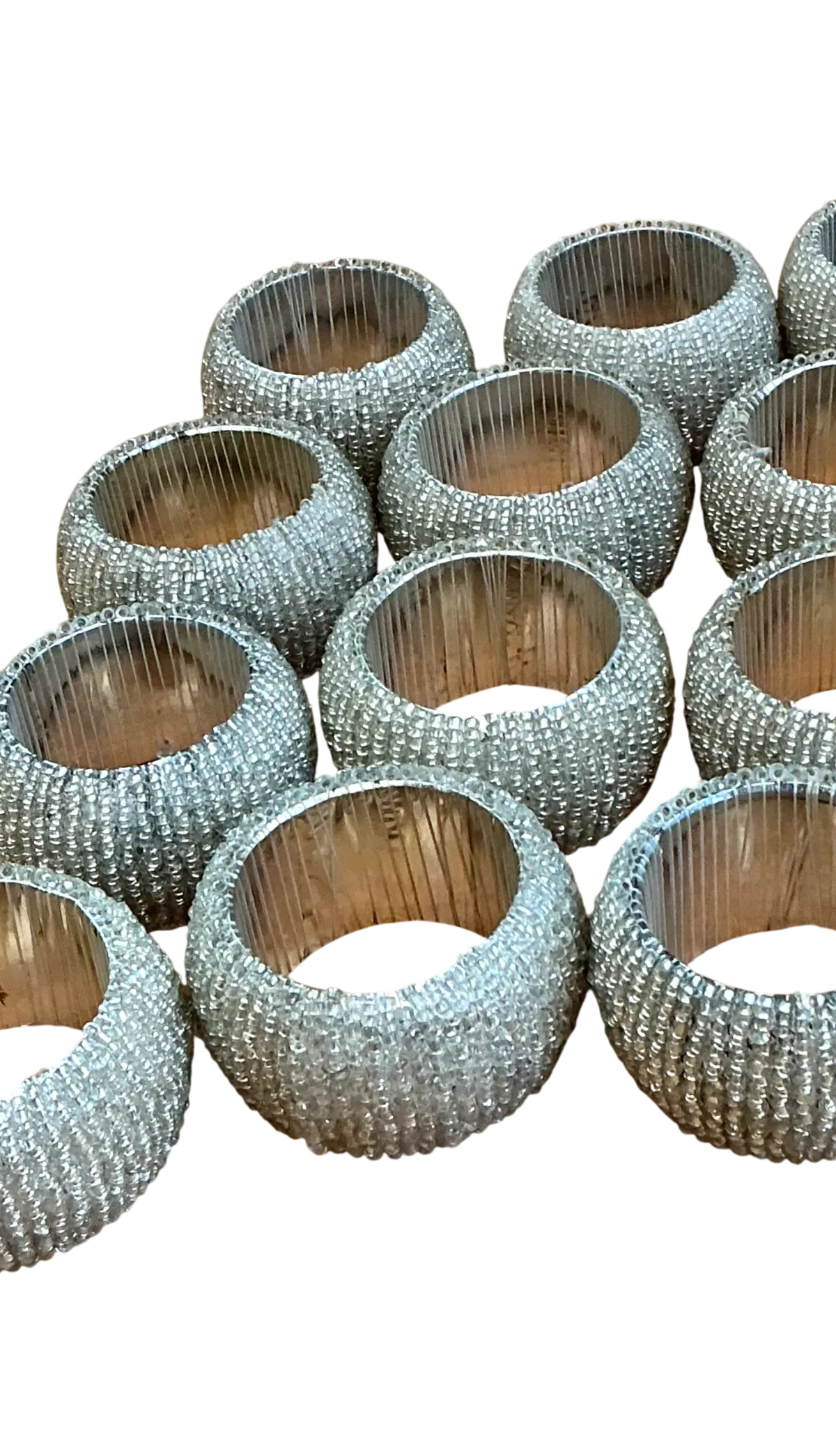 Vintage Glass Beaded Napkin Rings - Set of 12 - Detail view