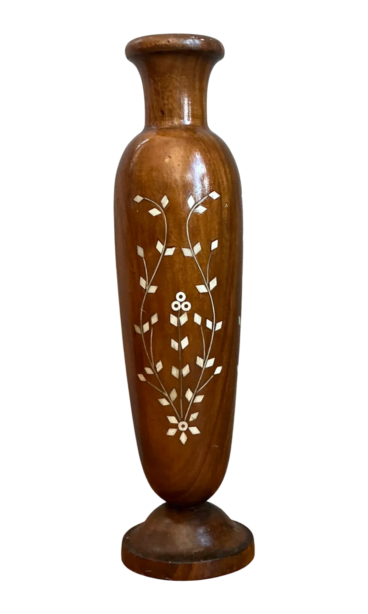 Vintage Mother of Pearl Inlay Vase - Detail view