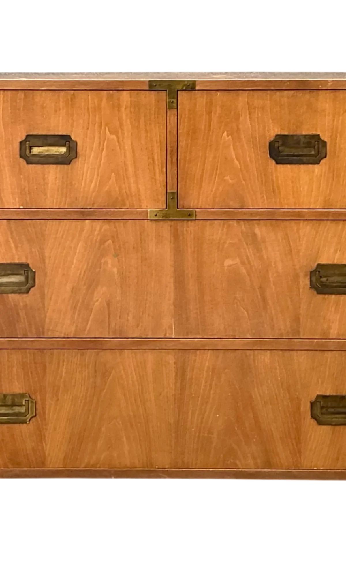 Vintage Baker Wood and Metal Campaign Chest - Detail view