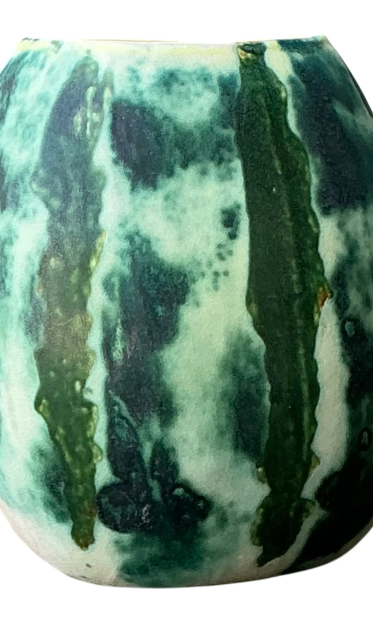 Vintage Green Abstract Ceramic Vase - Detail view