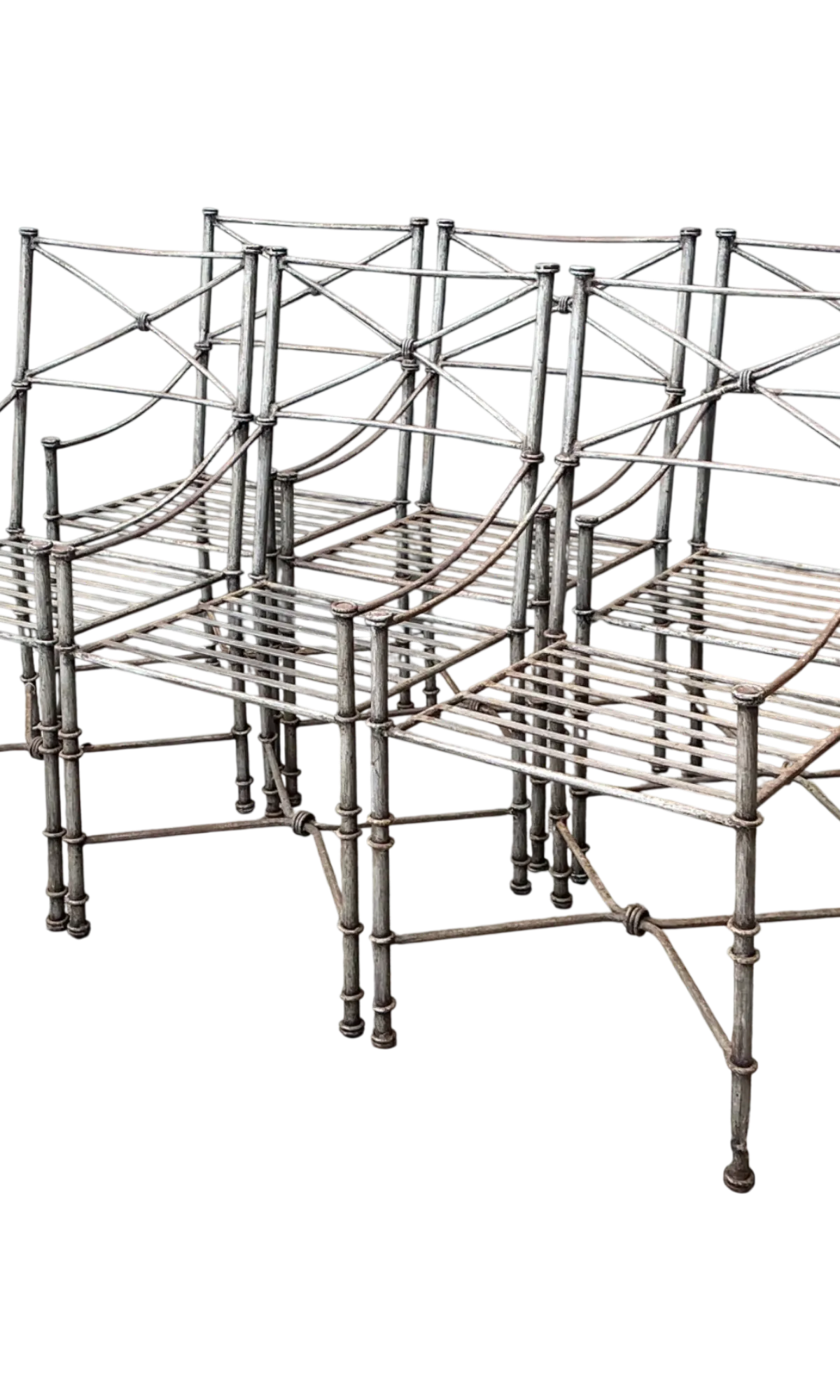 Vintage Target Back Wrought Iron Dining Chairs - Set Of 6 - Detail view