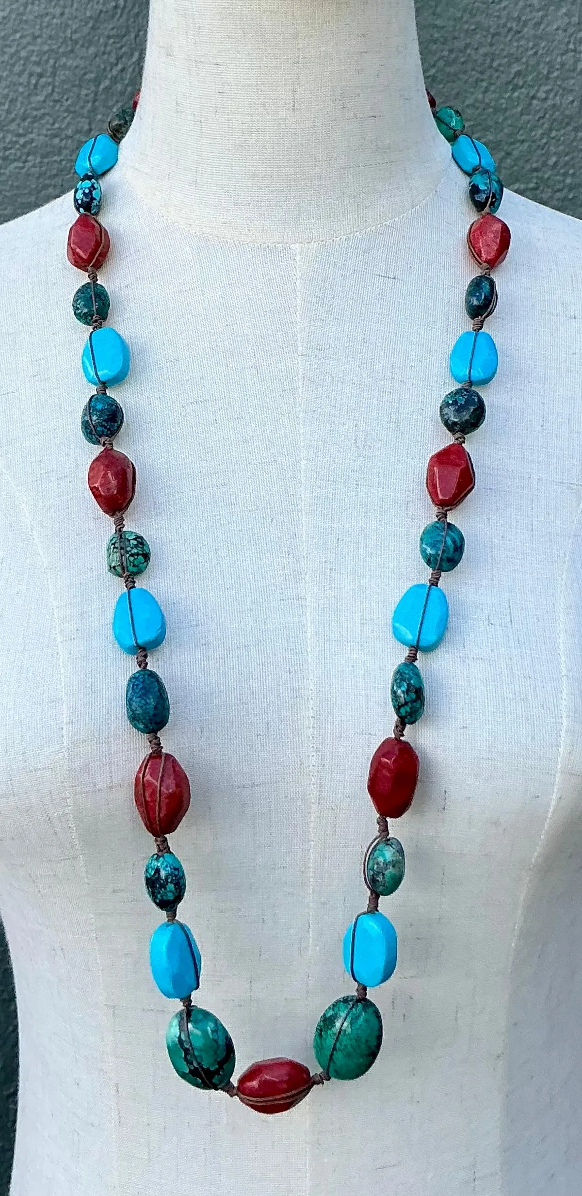 Vintage Turquoise & Coral Bead Necklace