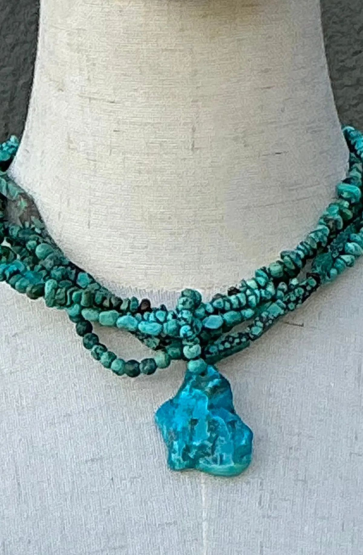 Vintage Turquoise Beaded Multi-Strand Necklace - Side view