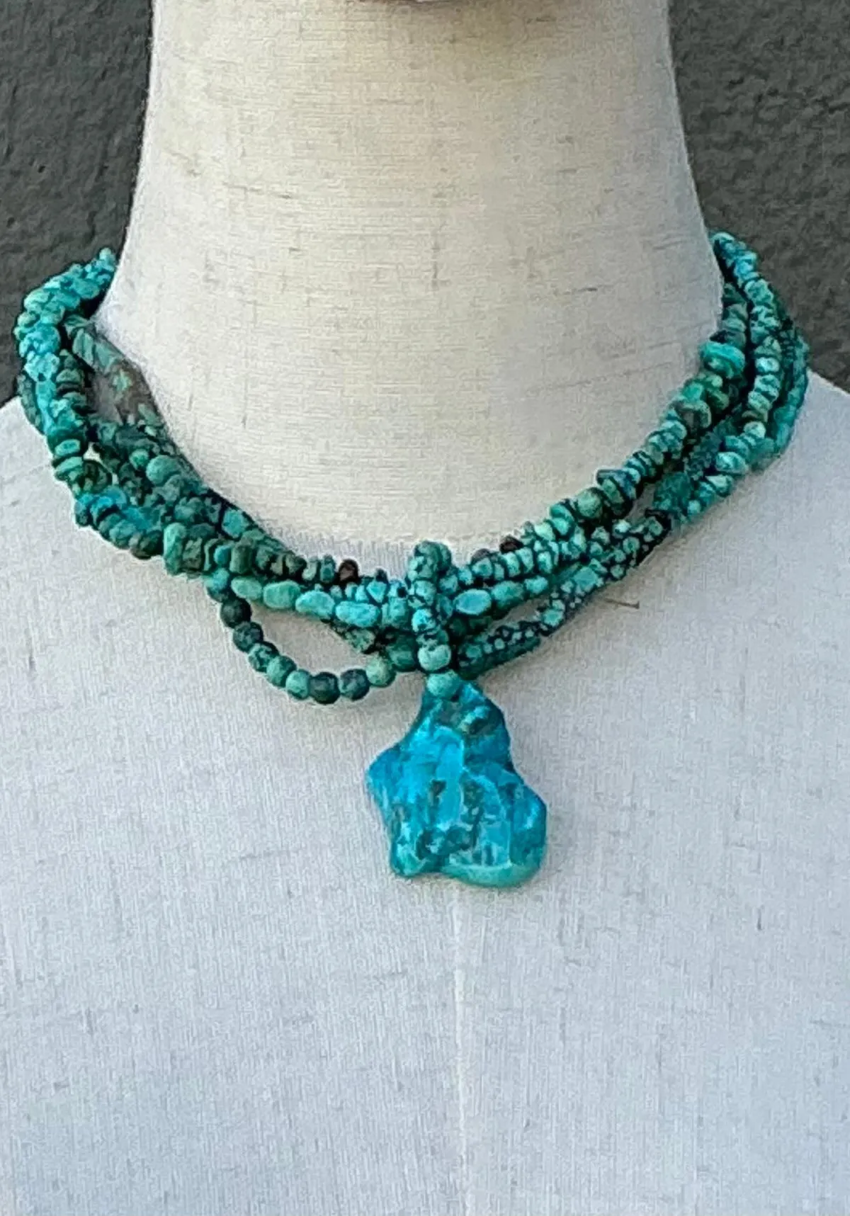 Vintage Turquoise Beaded Multi-Strand Necklace - Back view