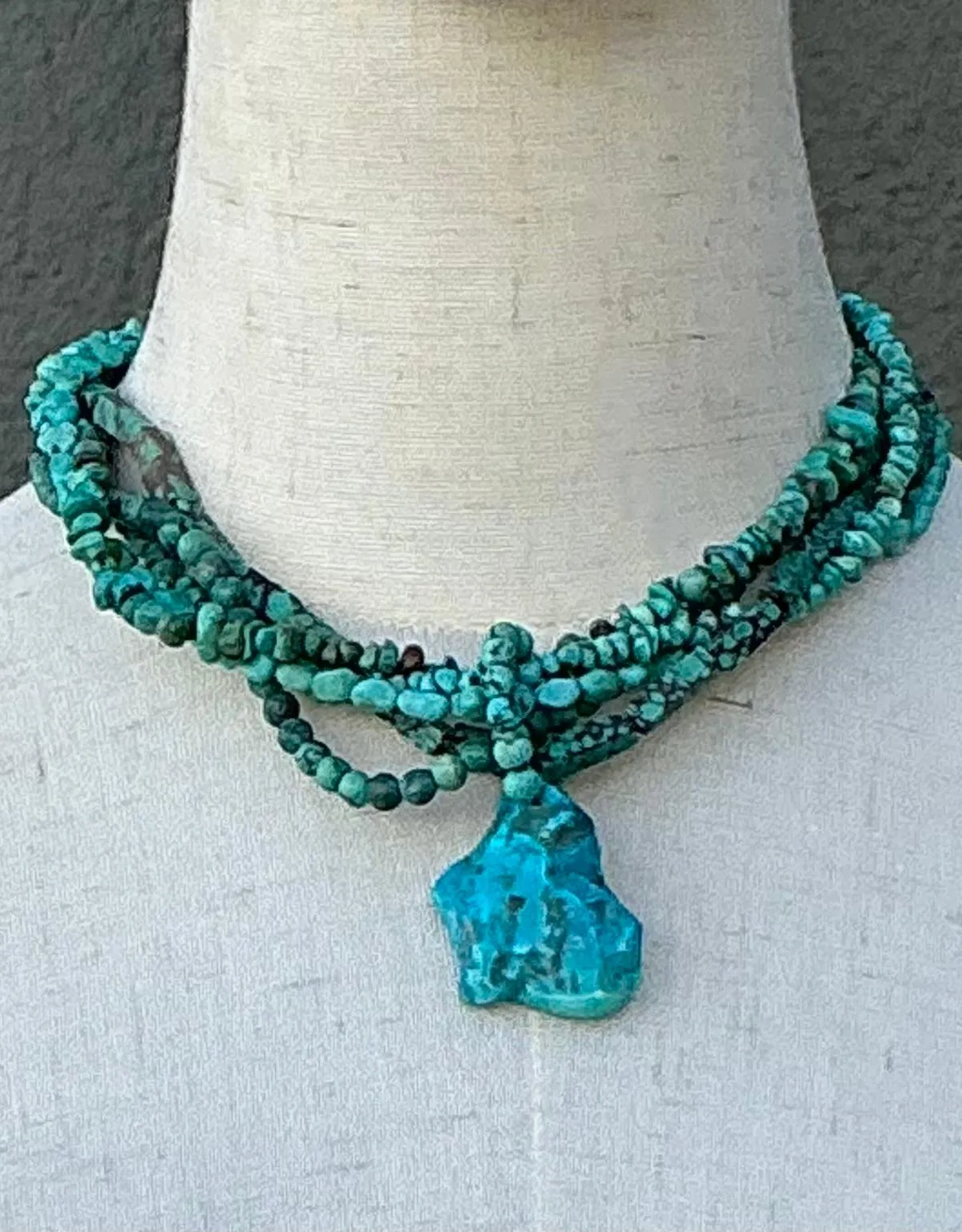 Vintage Turquoise Beaded Multi-Strand Necklace - Top view