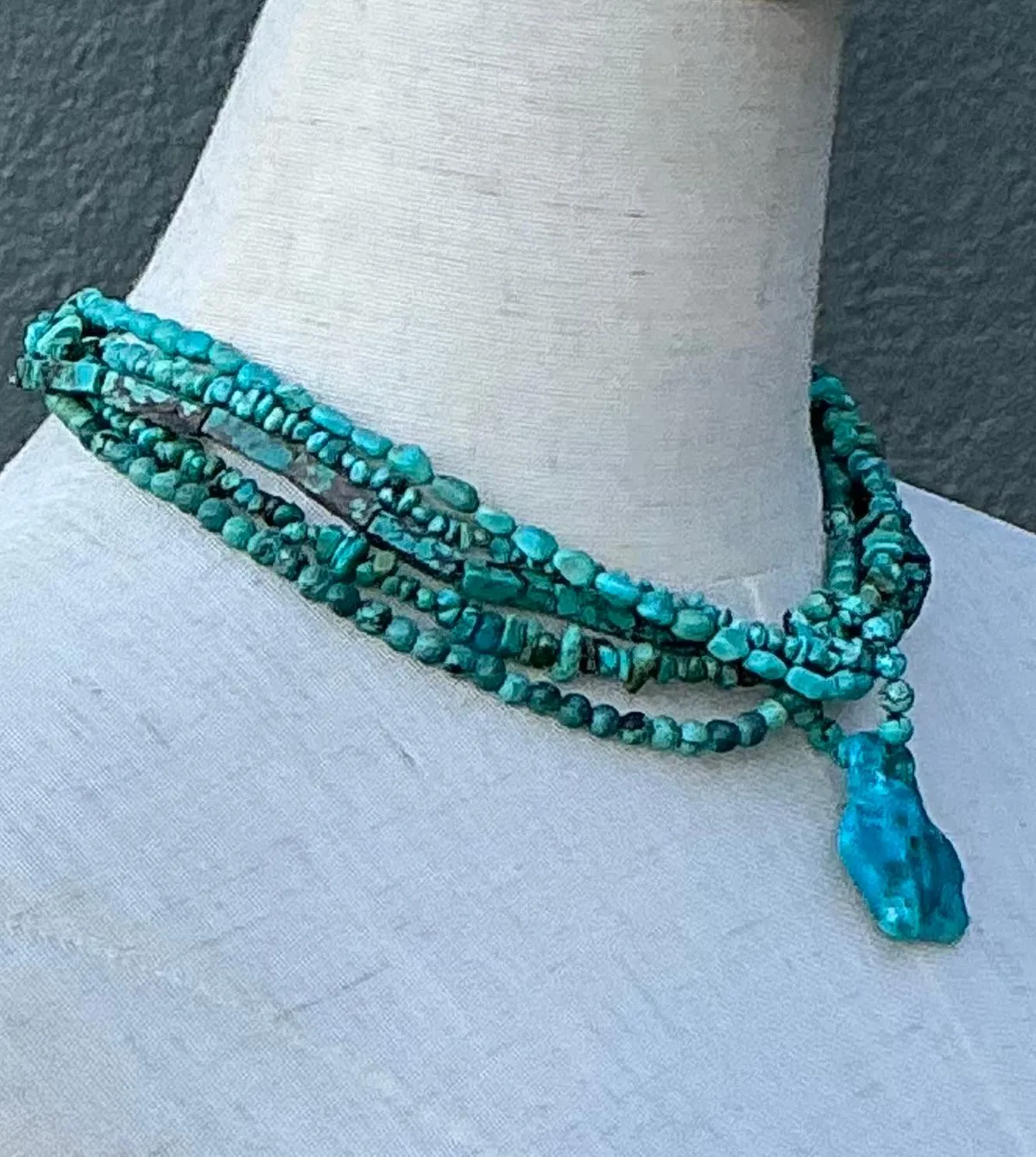Vintage Turquoise Beaded Multi-Strand Necklace - Close-up view