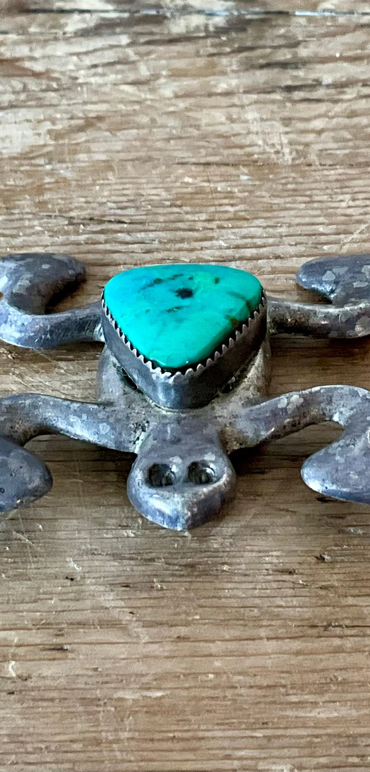 Vintage Native American Silver Inlaid Turquoise Pendant