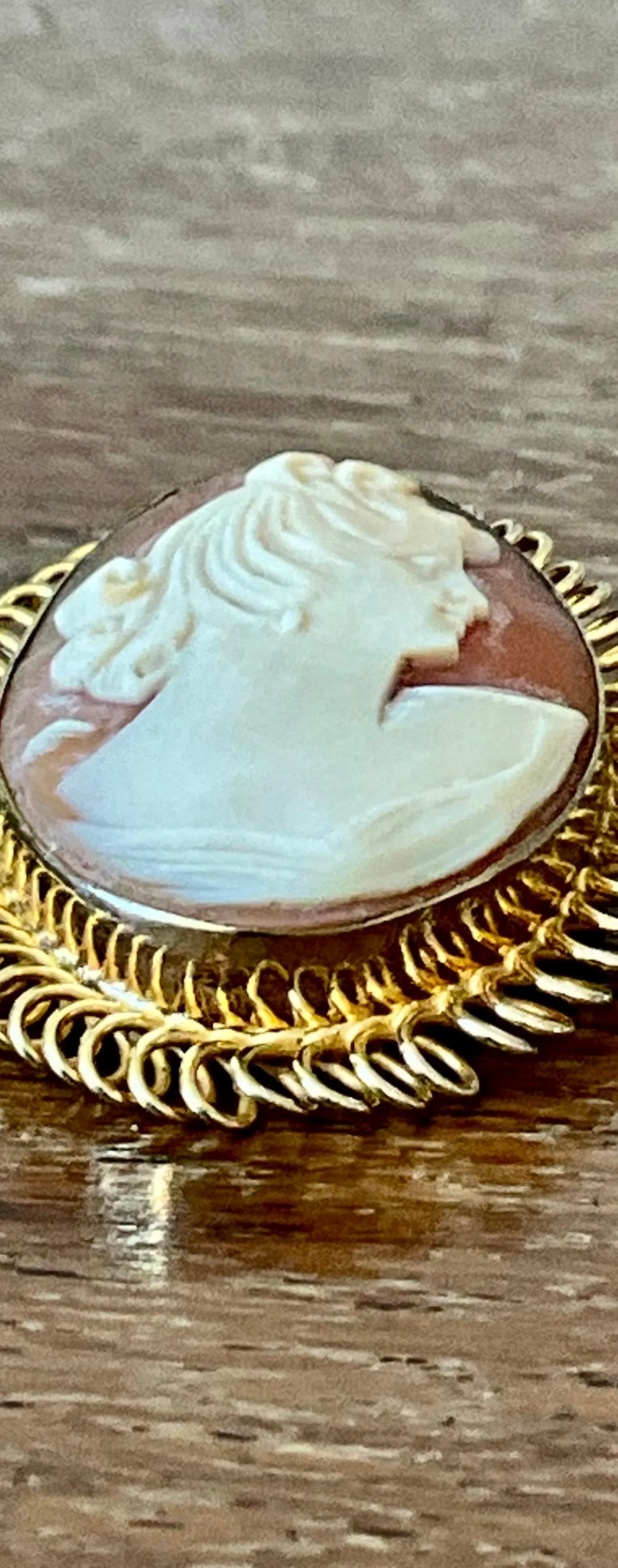 Vintage Victorian 12k Handcarved Cameo Pendant - Top view