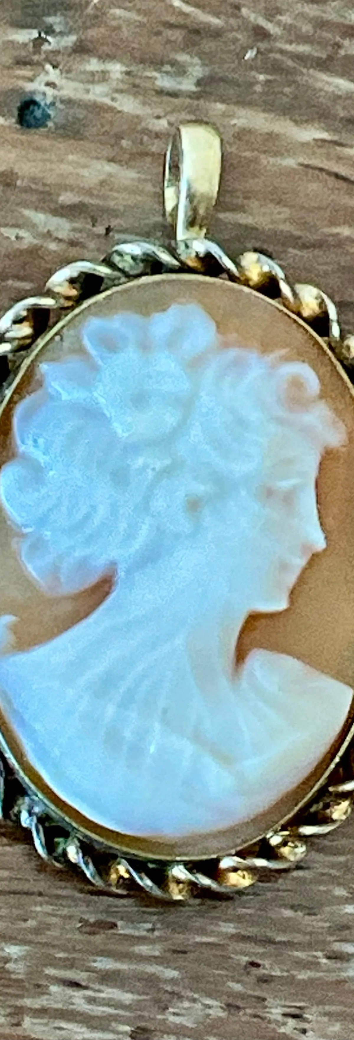 Vintage Victorian 12k Handcarved Cameo Pendant Brooch - Interior view