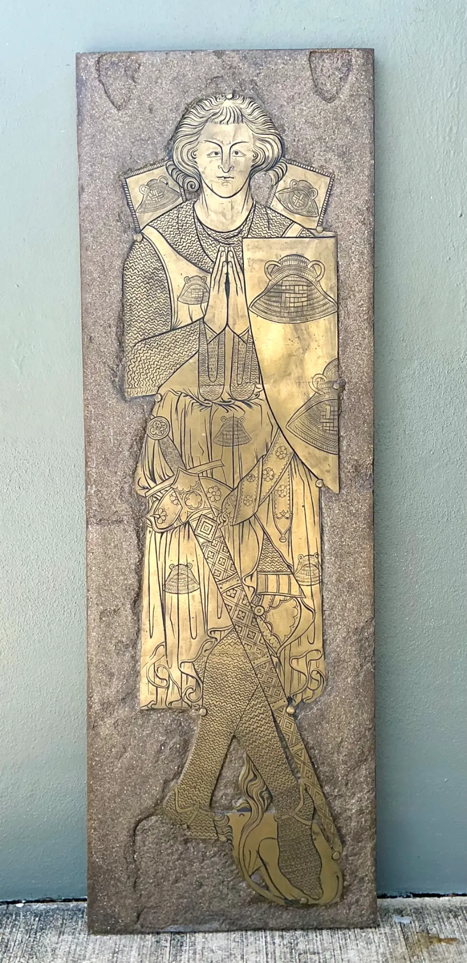 Vintage Monumental Knight Brass Rubbing - Bottom view