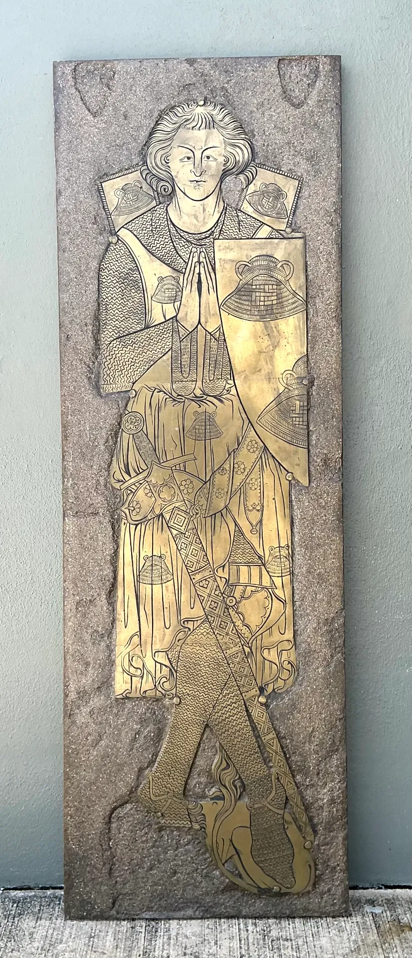 Vintage Monumental Knight Brass Rubbing - Back view