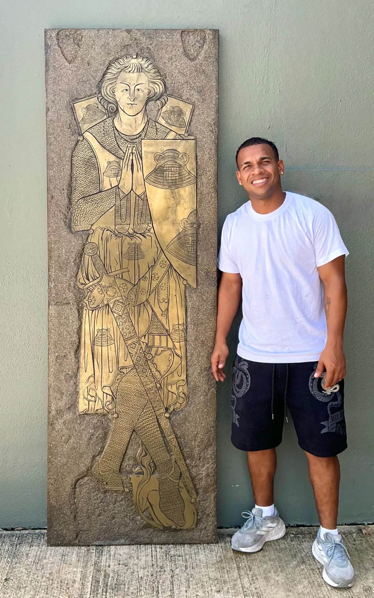 Vintage Monumental Knight Brass Rubbing - Side view