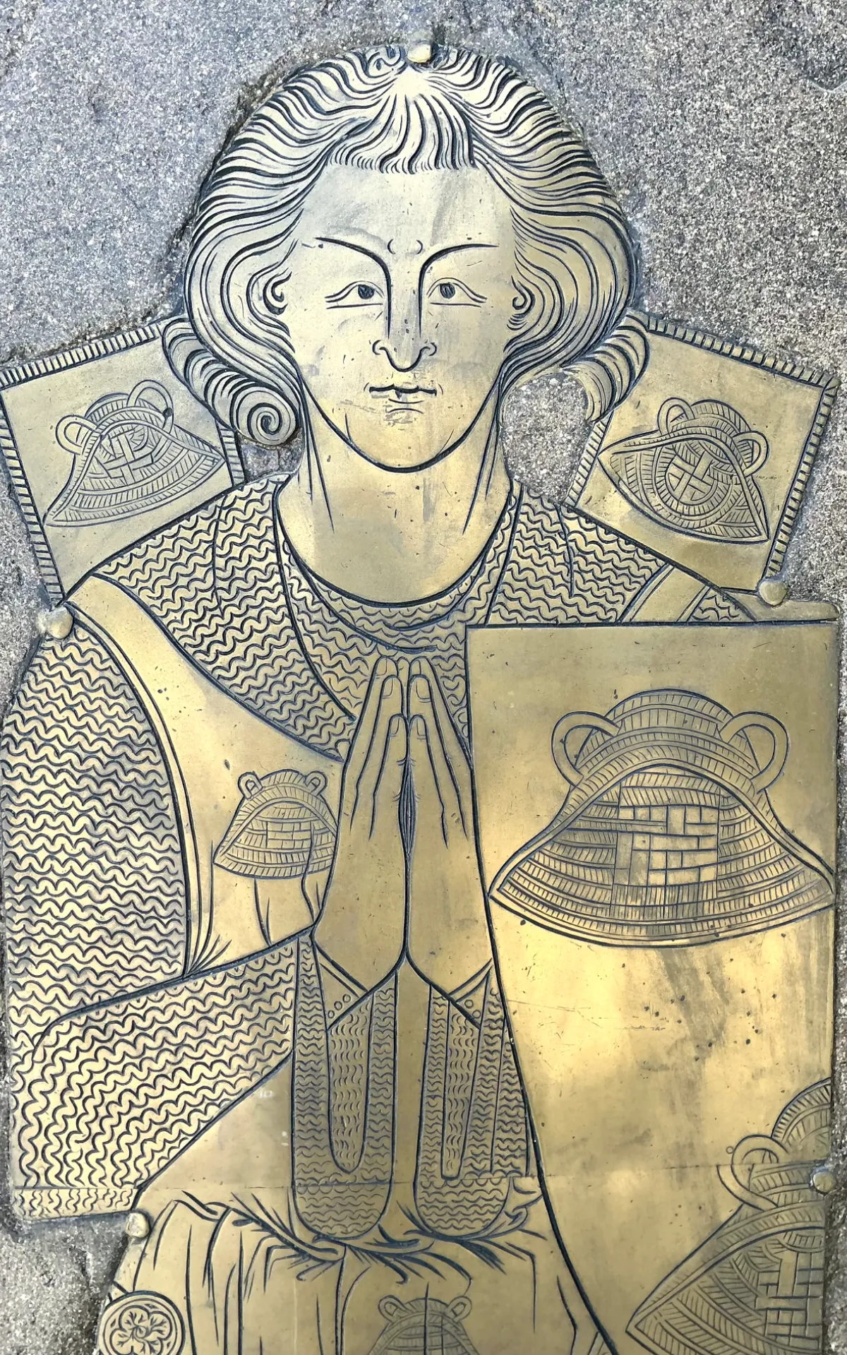 Vintage Monumental Knight Brass Rubbing - Angle view