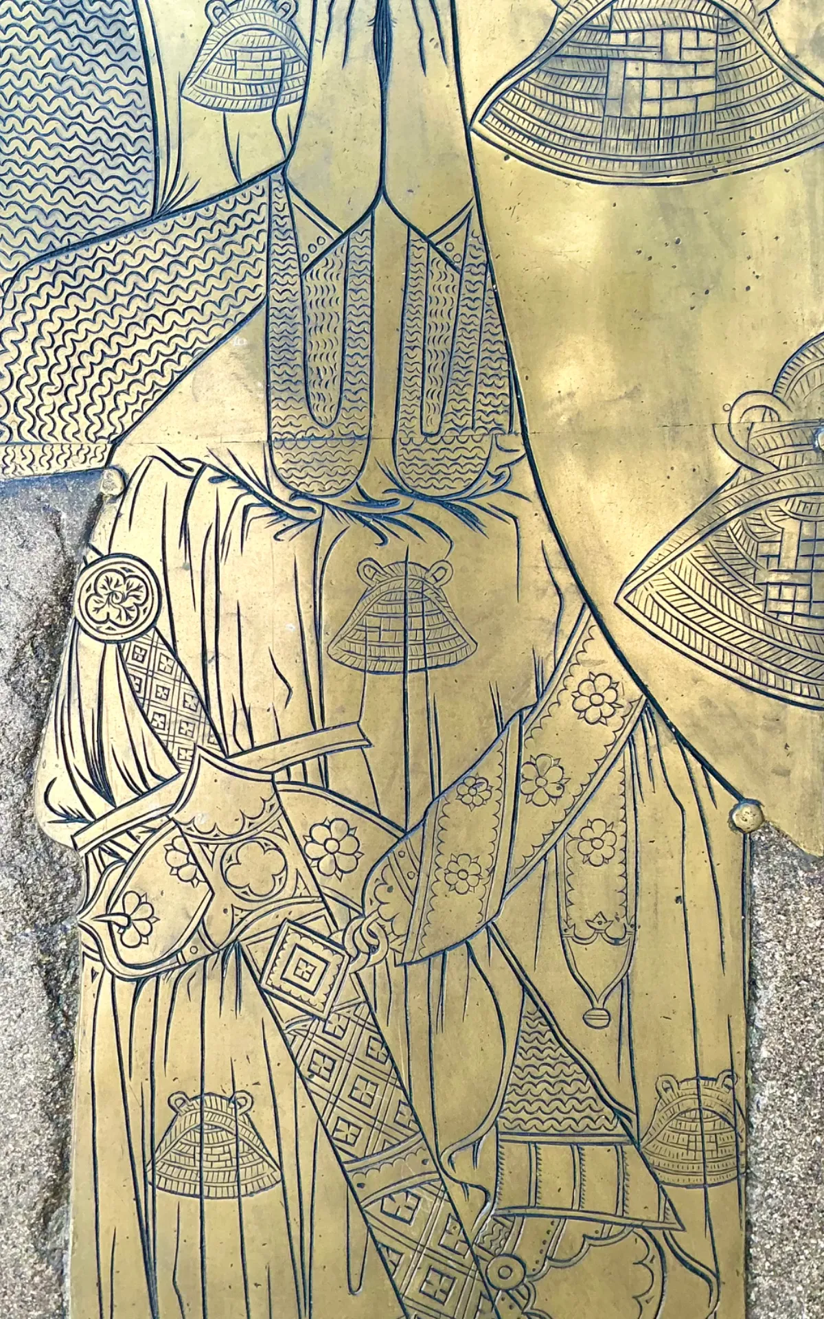 Vintage Monumental Knight Brass Rubbing - Close-up view