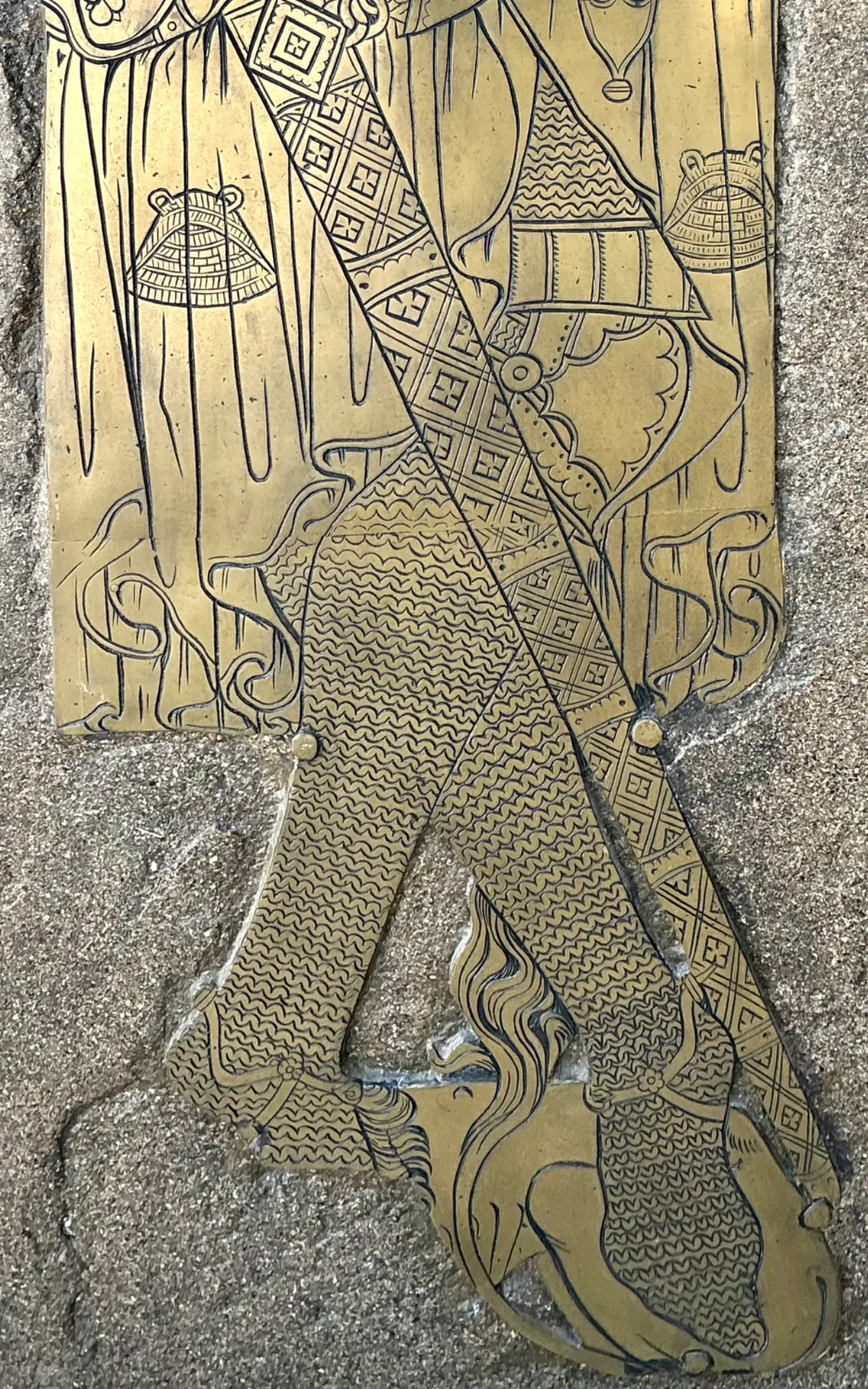 Vintage Monumental Knight Brass Rubbing - Interior view