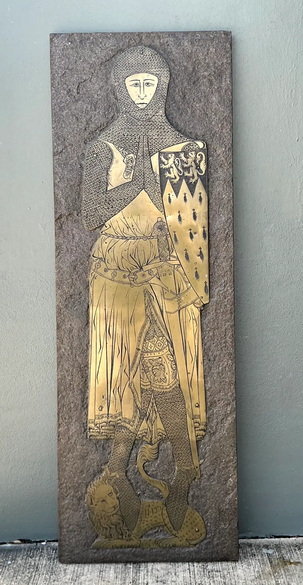 Vintage Monumental Knight Brass Rubbing - Top view