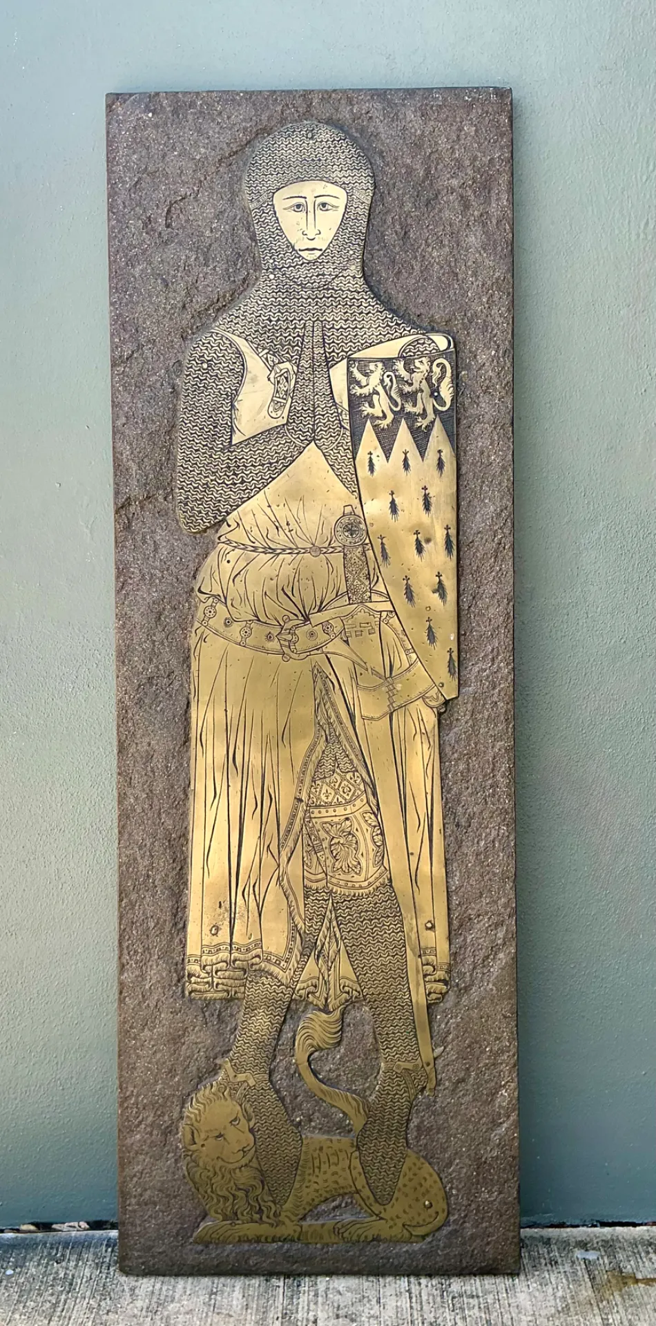 Vintage Monumental Knight Brass Rubbing - Bottom view