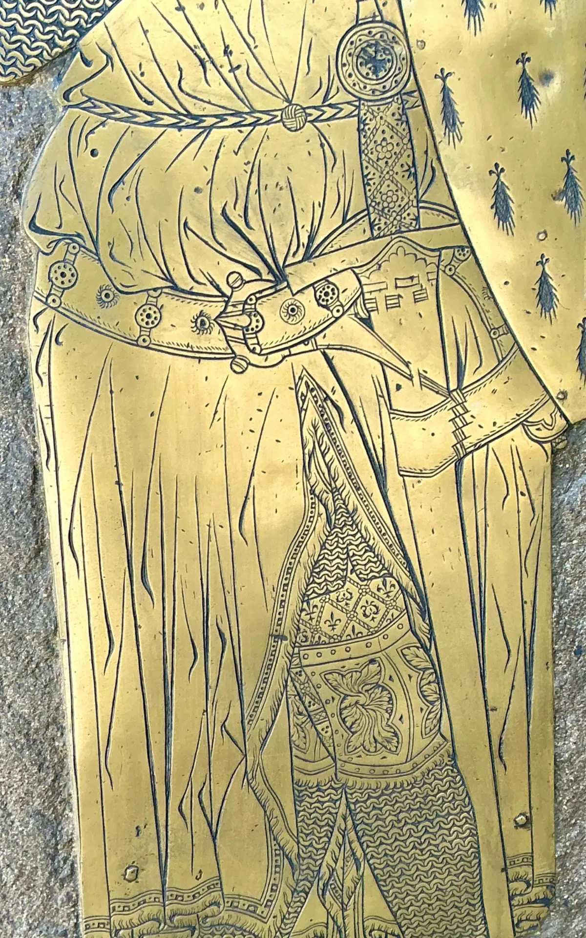 Vintage Monumental Knight Brass Rubbing - Side view