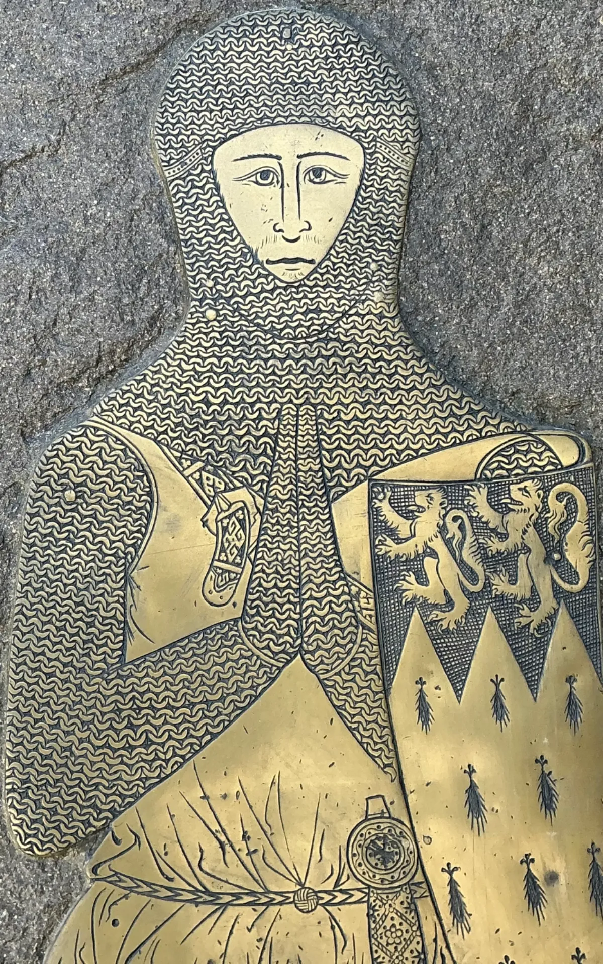 Vintage Monumental Knight Brass Rubbing - Interior view