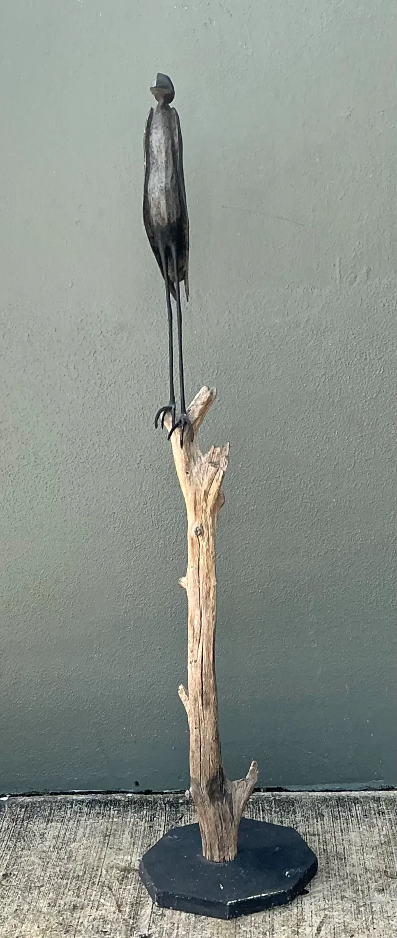 Vintage Monumental Metal and Wood Bird Sculpture - Back view