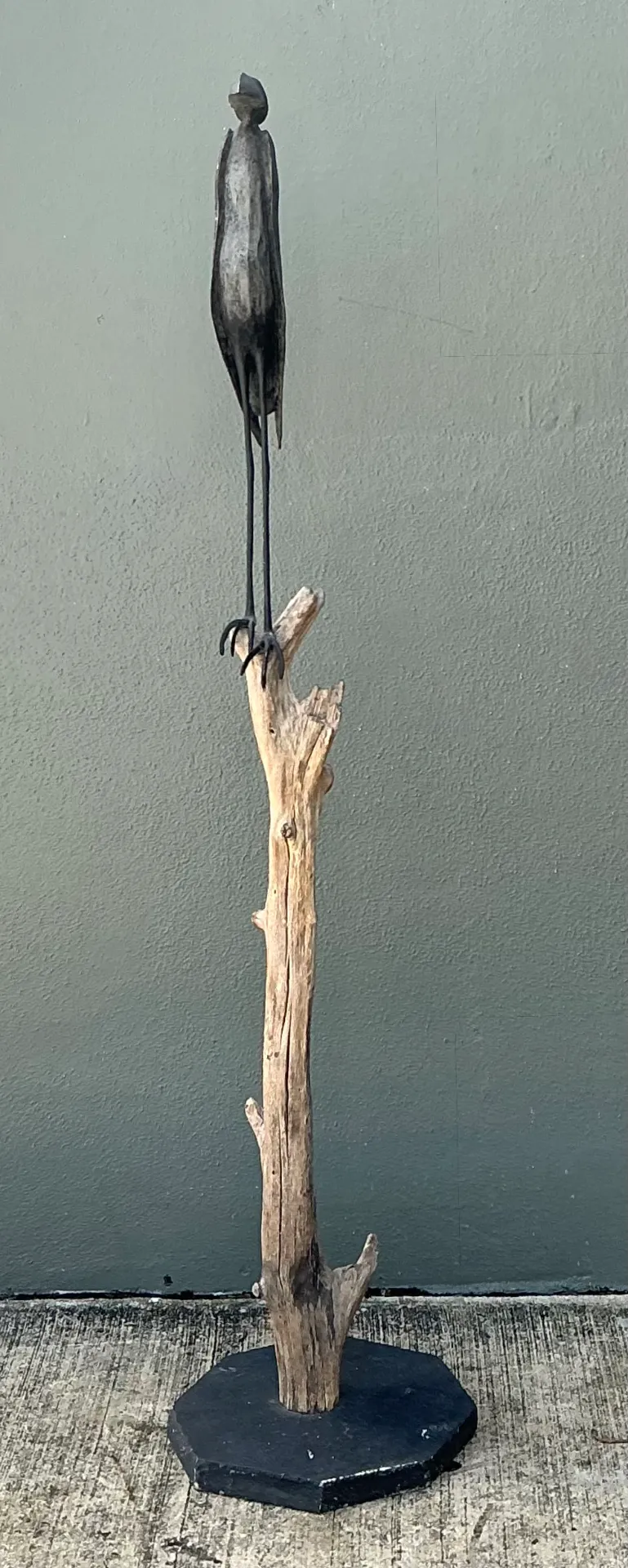 Vintage Monumental Metal and Wood Bird Sculpture