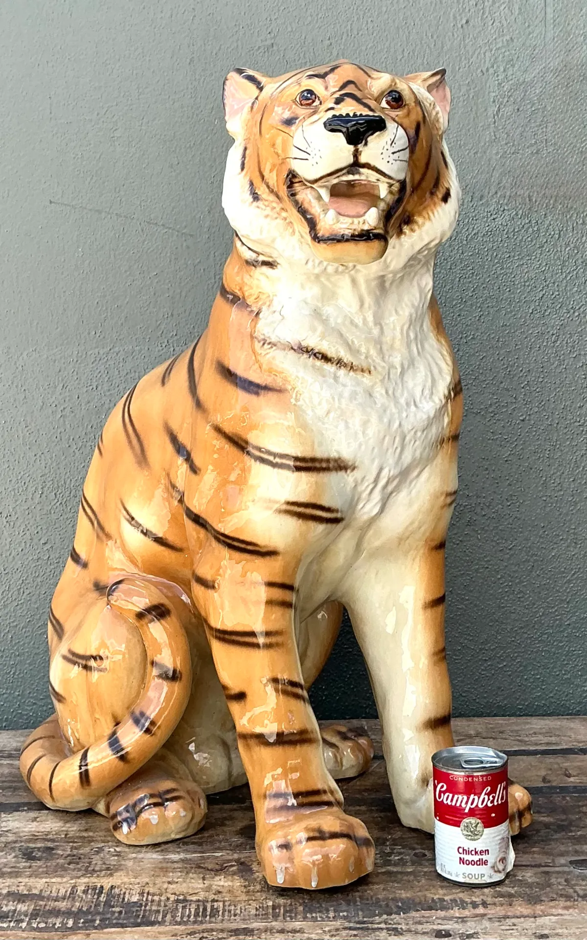 Vintage Italian Ceramic Tiger Statue - Top view